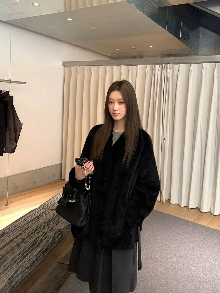 아크네스튜디오 메리노 양모 퍼 무드 벨트 재킷 상세 이미지 23