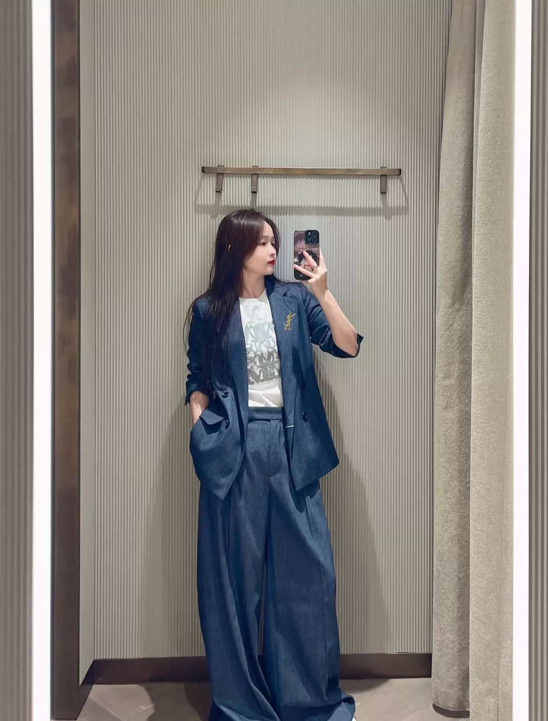생로랑 신상 더블 브레스티드 수트 세트 상세 이미지 10