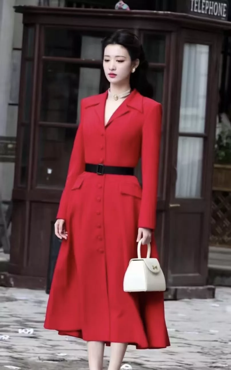 디올 트렌치 스타일 카라 버튼 롱 원피스 상세 이미지 15