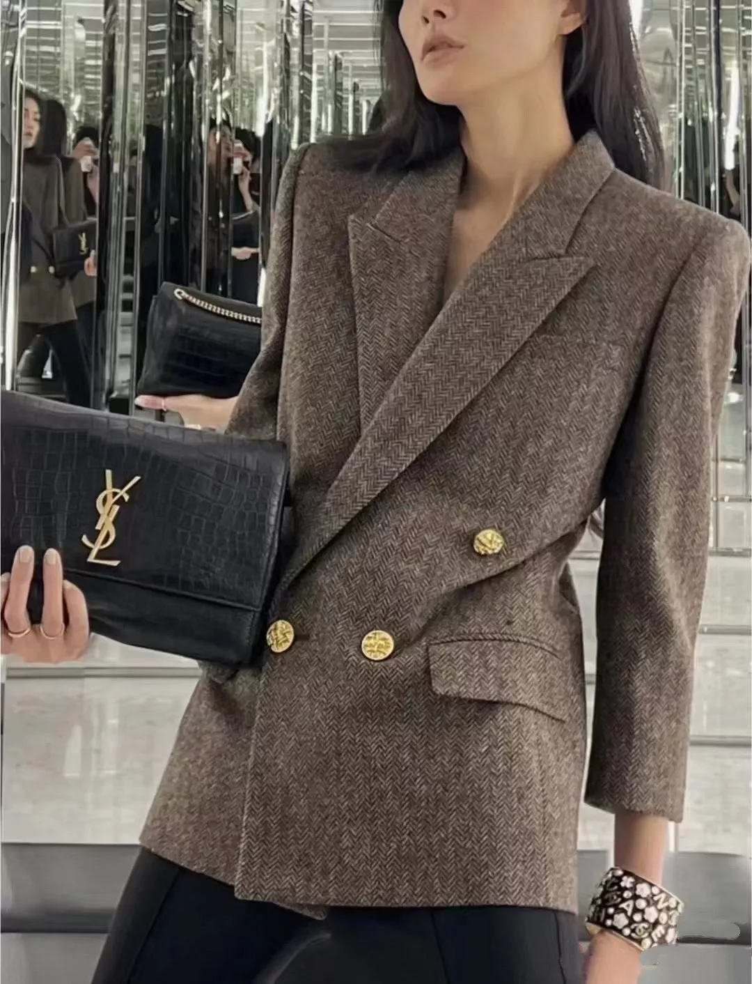 로로피아나 헤링본 울 더블브레스트 블레이저 상세 이미지 18
