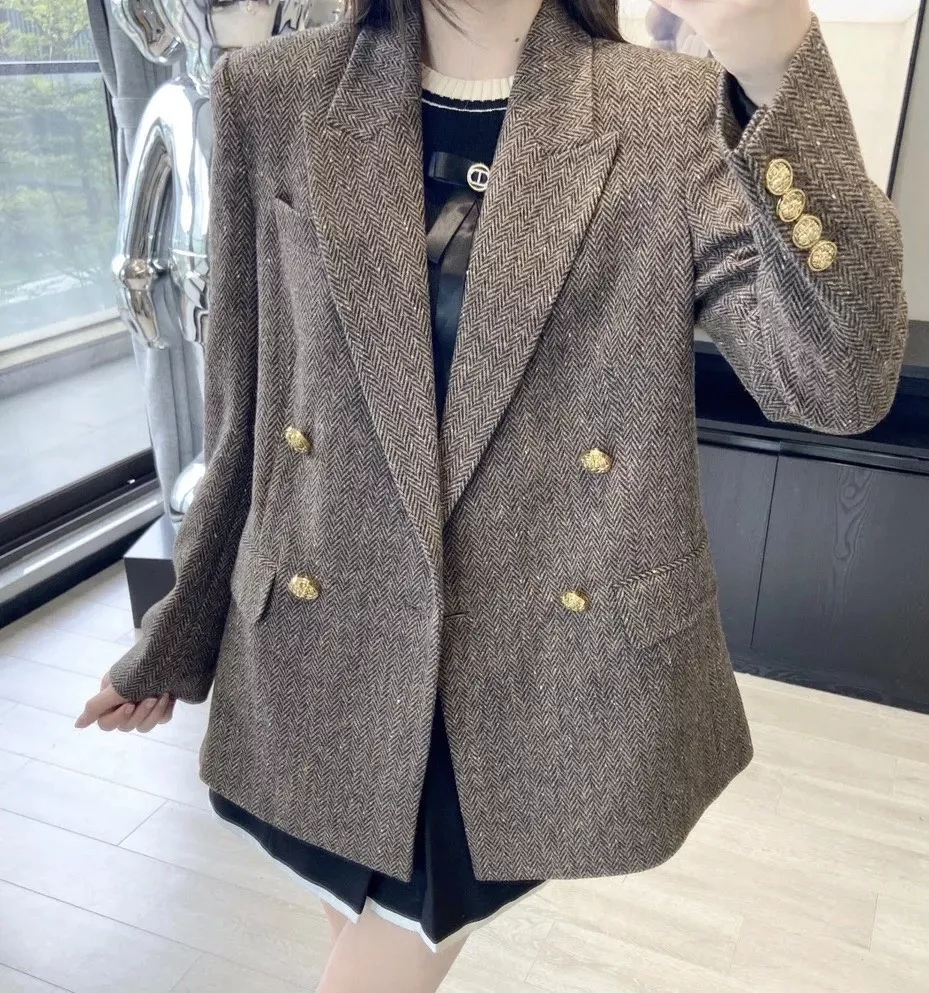 로로피아나 헤링본 울 더블브레스트 블레이저 상세 이미지 13