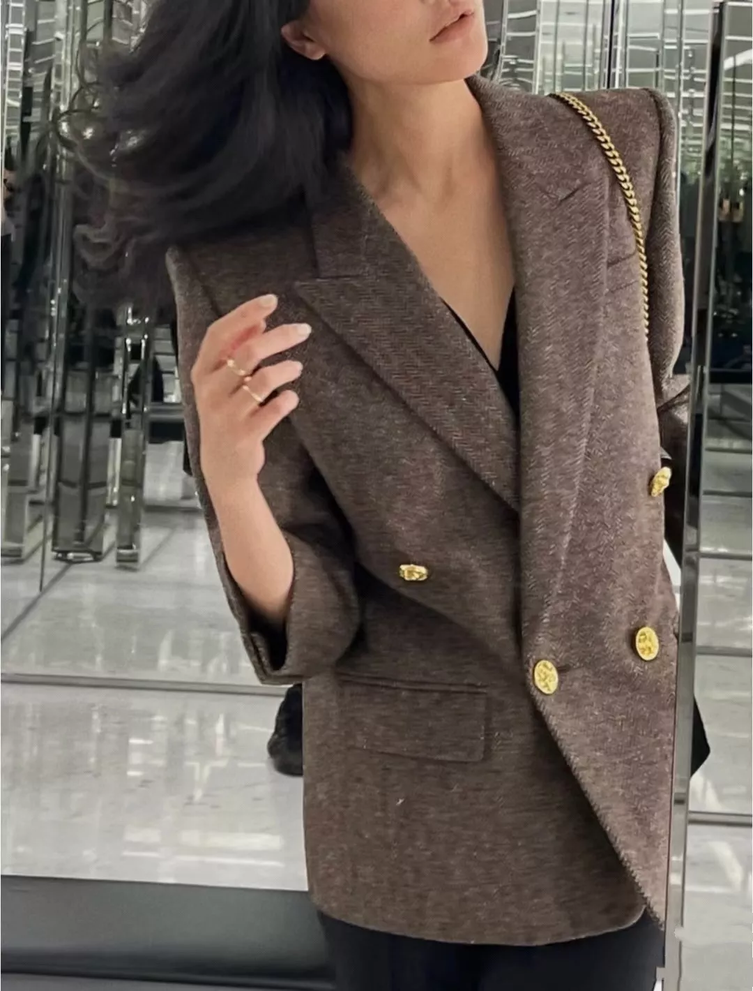 로로피아나 헤링본 울 더블브레스트 블레이저 상세 이미지 16