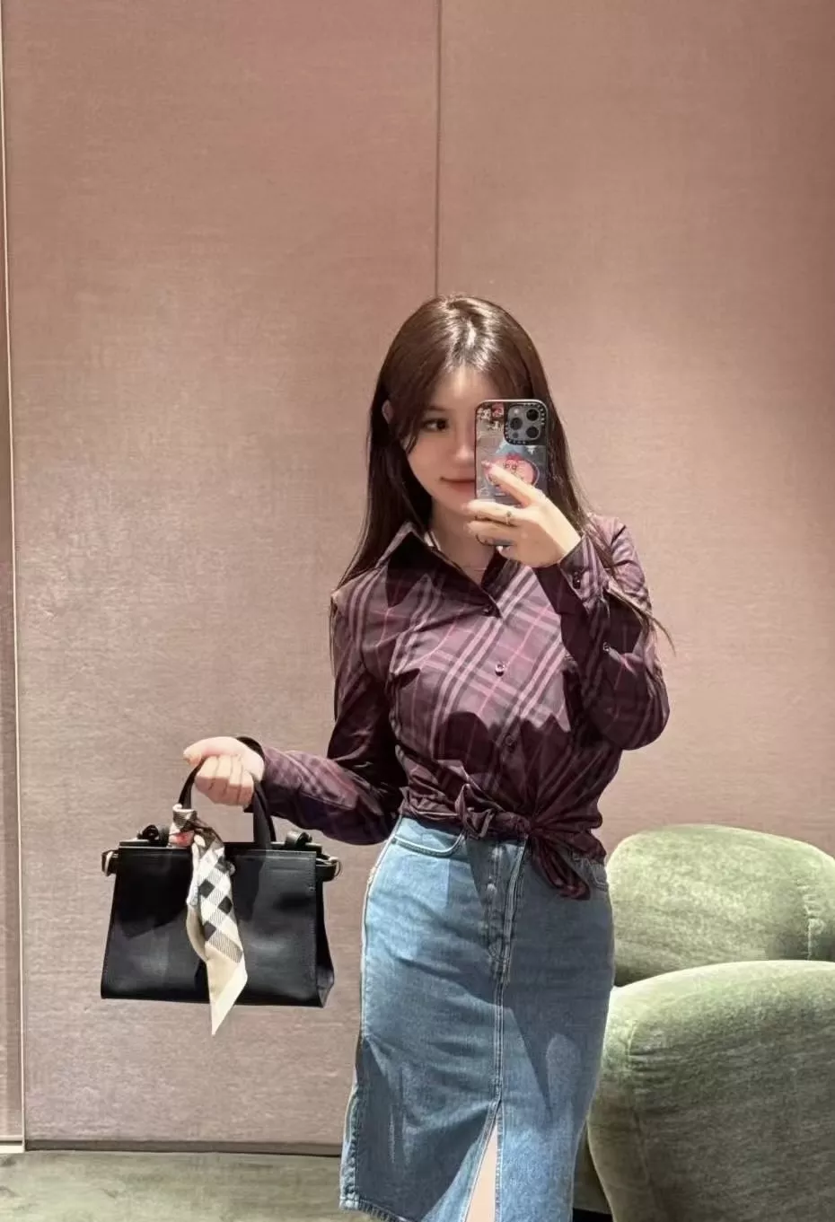 버버리 체크 패턴 클래식 카라 셔츠 상세 이미지 13