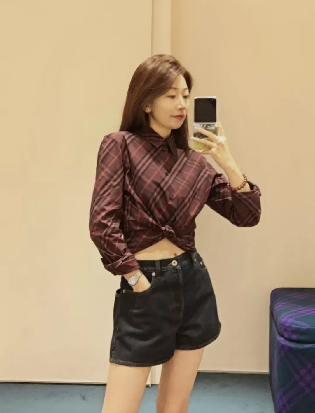 버버리 체크 패턴 클래식 카라 셔츠 상세 이미지 17