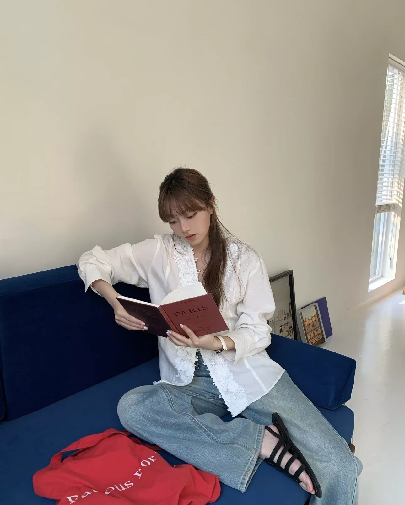 에르마노설비노 린넨 V넥 레이스 블라우스 상세 이미지 18