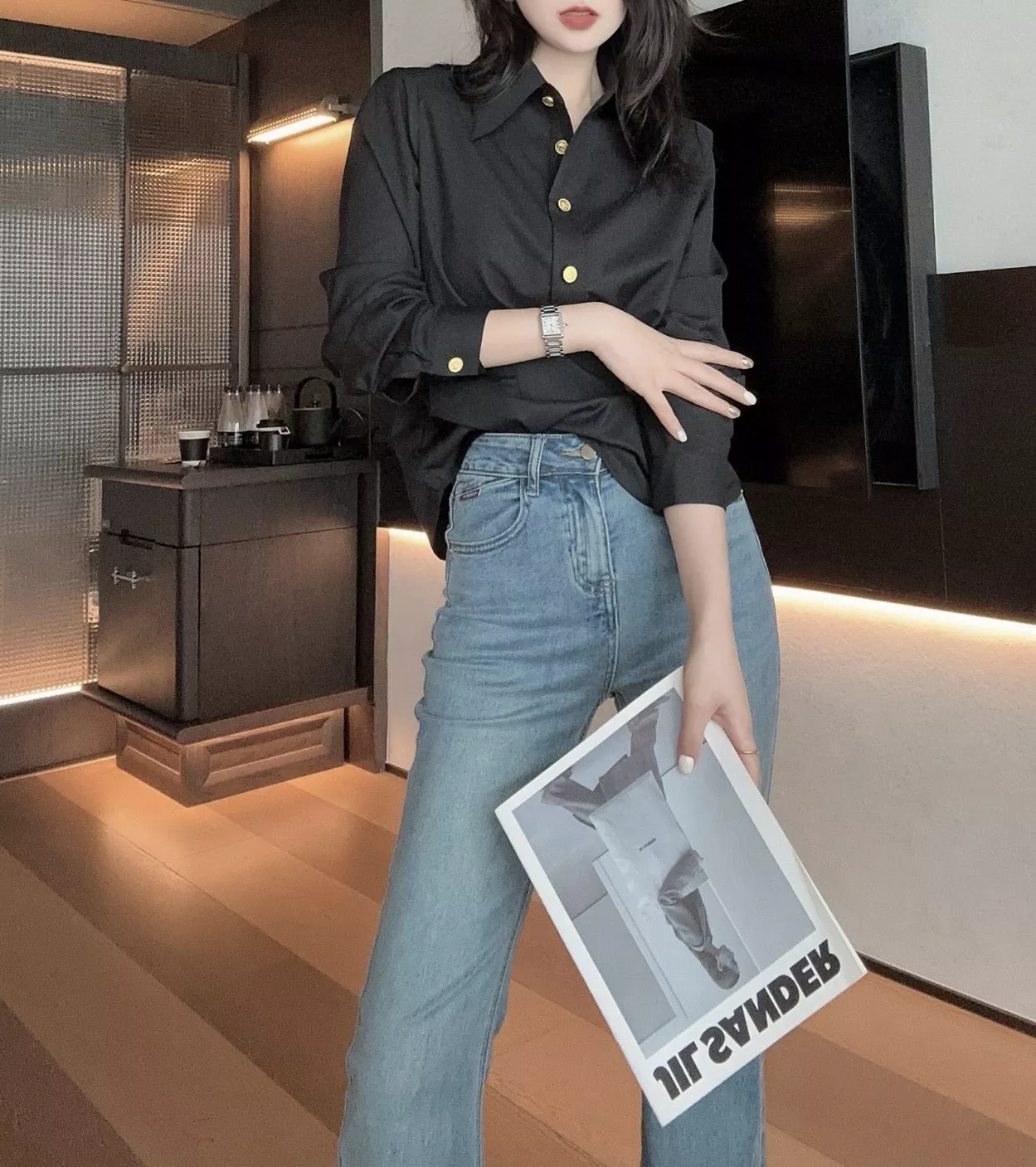 셀린느 금장 버튼 포인트 카라 셔츠 상세 이미지 20