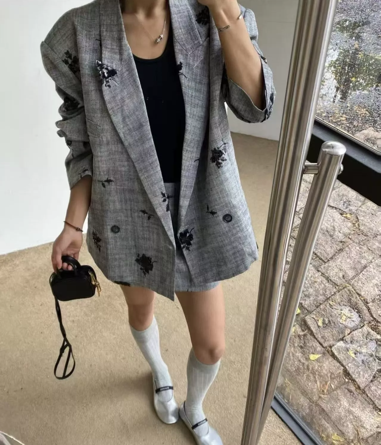 브루넬로쿠치넬리 비즈 장식 린넨 코튼 더블 브레스트 재킷 상세 이미지 10