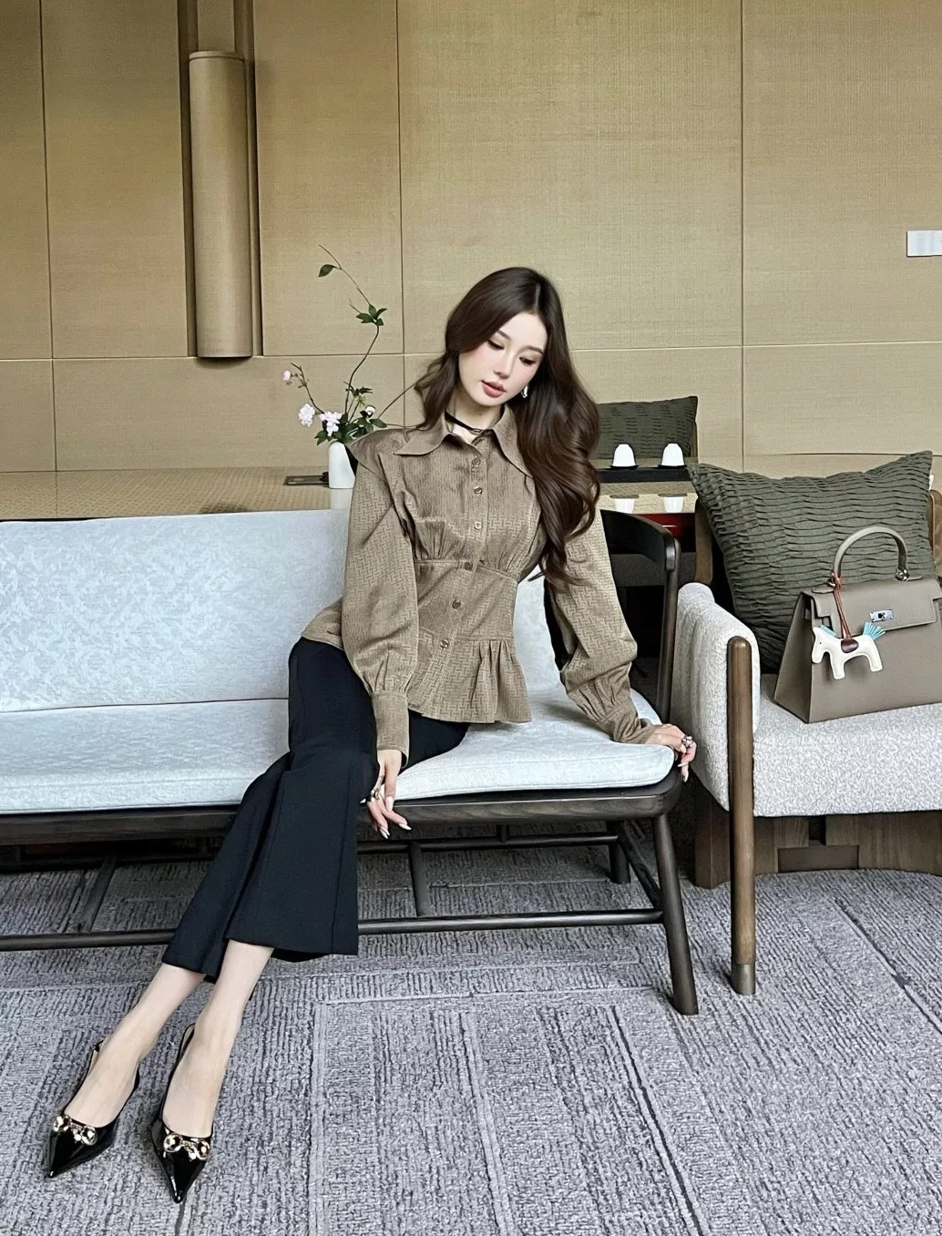 에르메스 실크코튼 자카드 허리라인 셔츠 상세 이미지 32