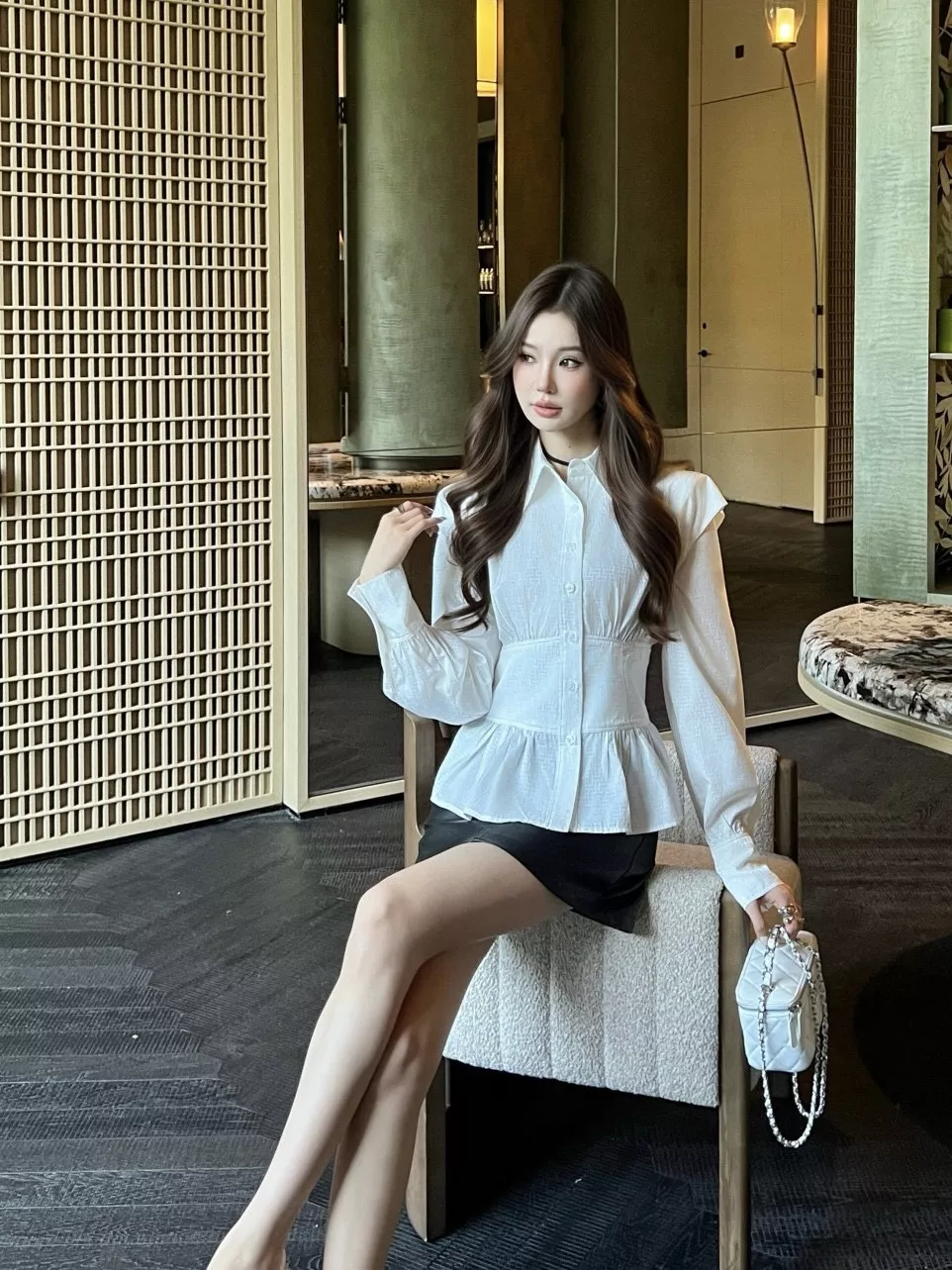 에르메스 실크코튼 자카드 허리라인 셔츠 상세 이미지 16
