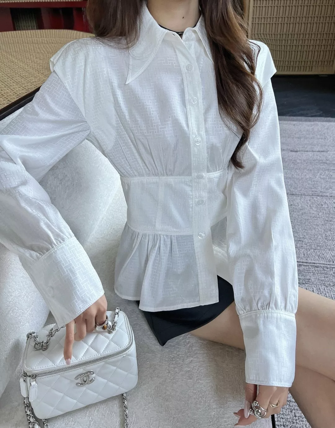 에르메스 실크코튼 자카드 허리라인 셔츠 상세 이미지 11