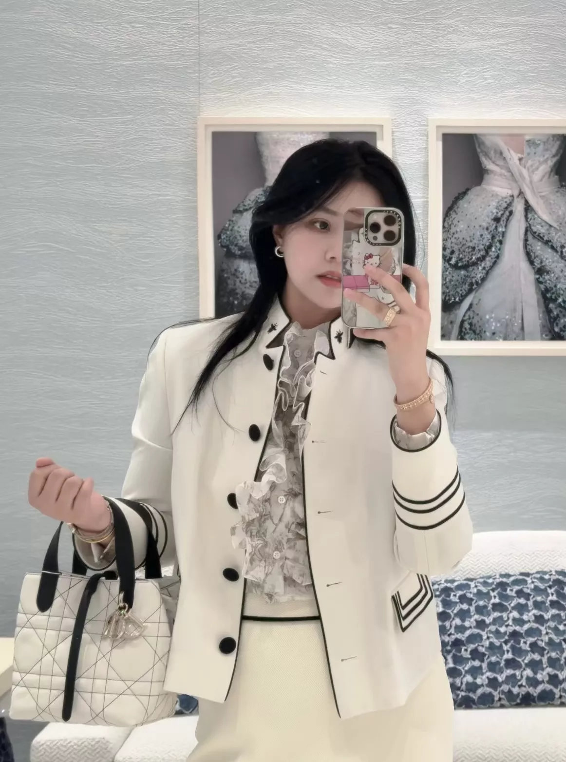 디올 26 이른 봄 자수 디테일 스탠드 칼라 재킷 상세 이미지 13