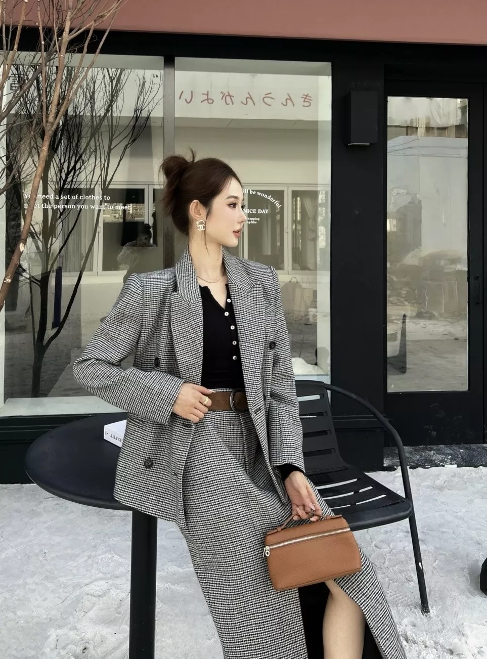 브루넬로쿠치넬리 울 하운드투스 더블브레스트 재킷 및 롱 스커트 세트 상세 이미지 11