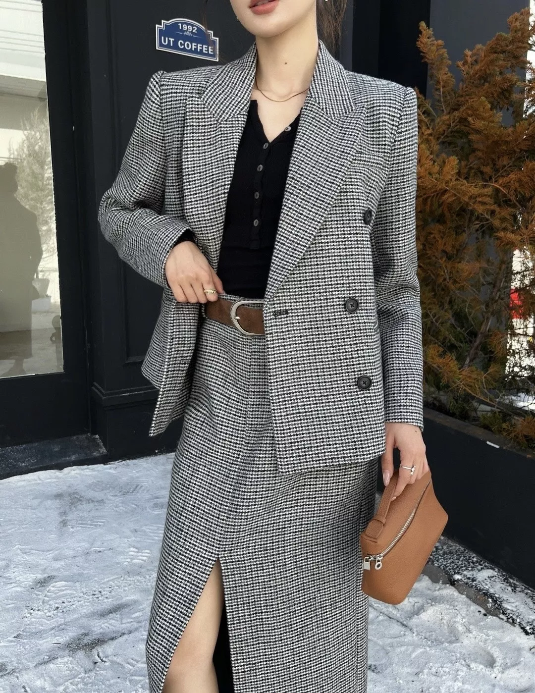 브루넬로쿠치넬리 울 하운드투스 더블브레스트 재킷 및 롱 스커트 세트 상세 이미지 14