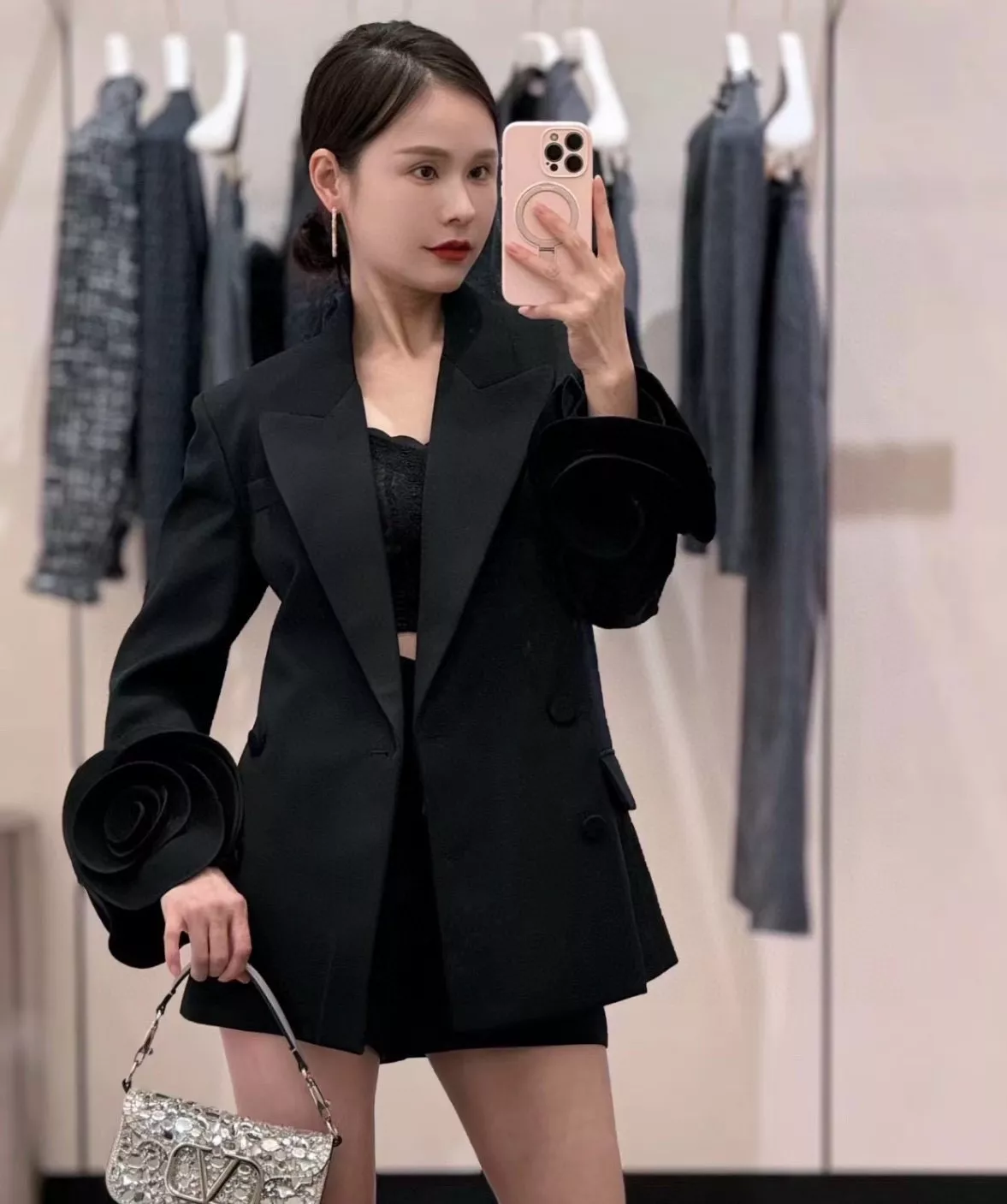 발렌티노 3D 로즈 슬리브 울 블레이저 재킷 상세 이미지 22