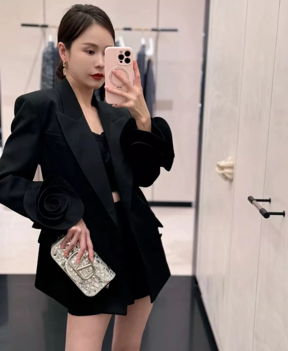 발렌티노 3D 로즈 슬리브 울 블레이저 재킷 상세 이미지 20