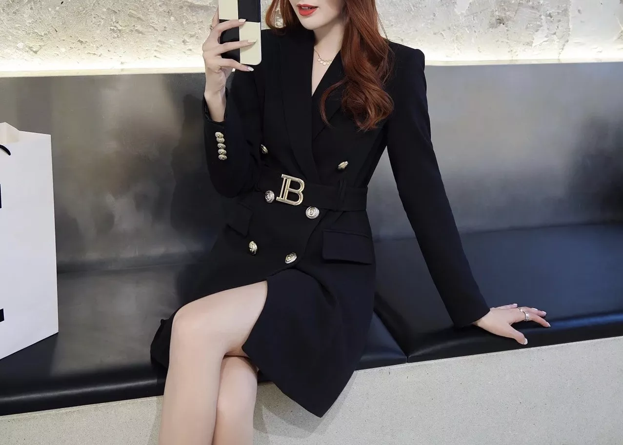 발망 더블 브레스티드 테일러드 수트 원피스 상세 이미지 34