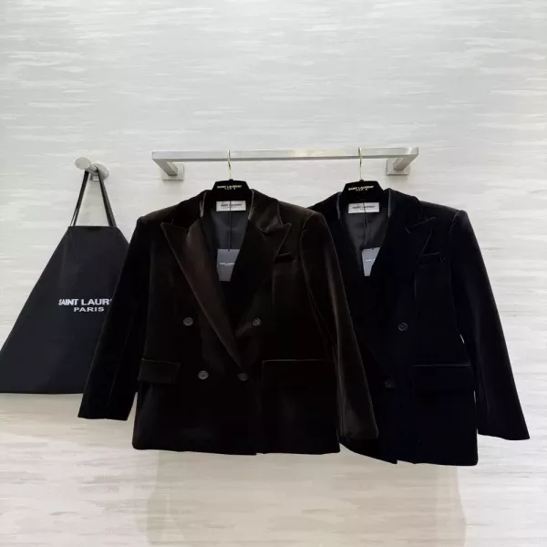 생로랑 벨벳 더블브레스트 테일러드 재킷