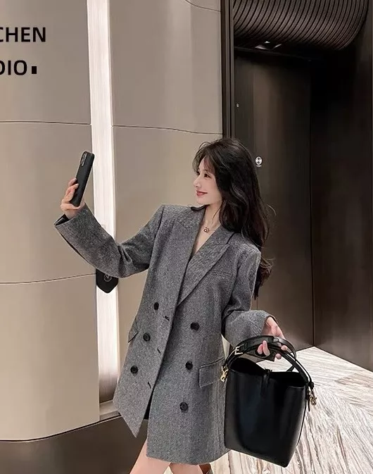 생로랑 피크드 라펠 울 더블 브레스티드 블레이저 상세 이미지 12