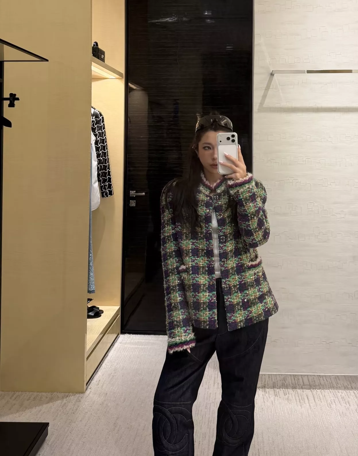 샤넬 코코 로고 패치 스트레이트 데님 팬츠 상세 이미지 14