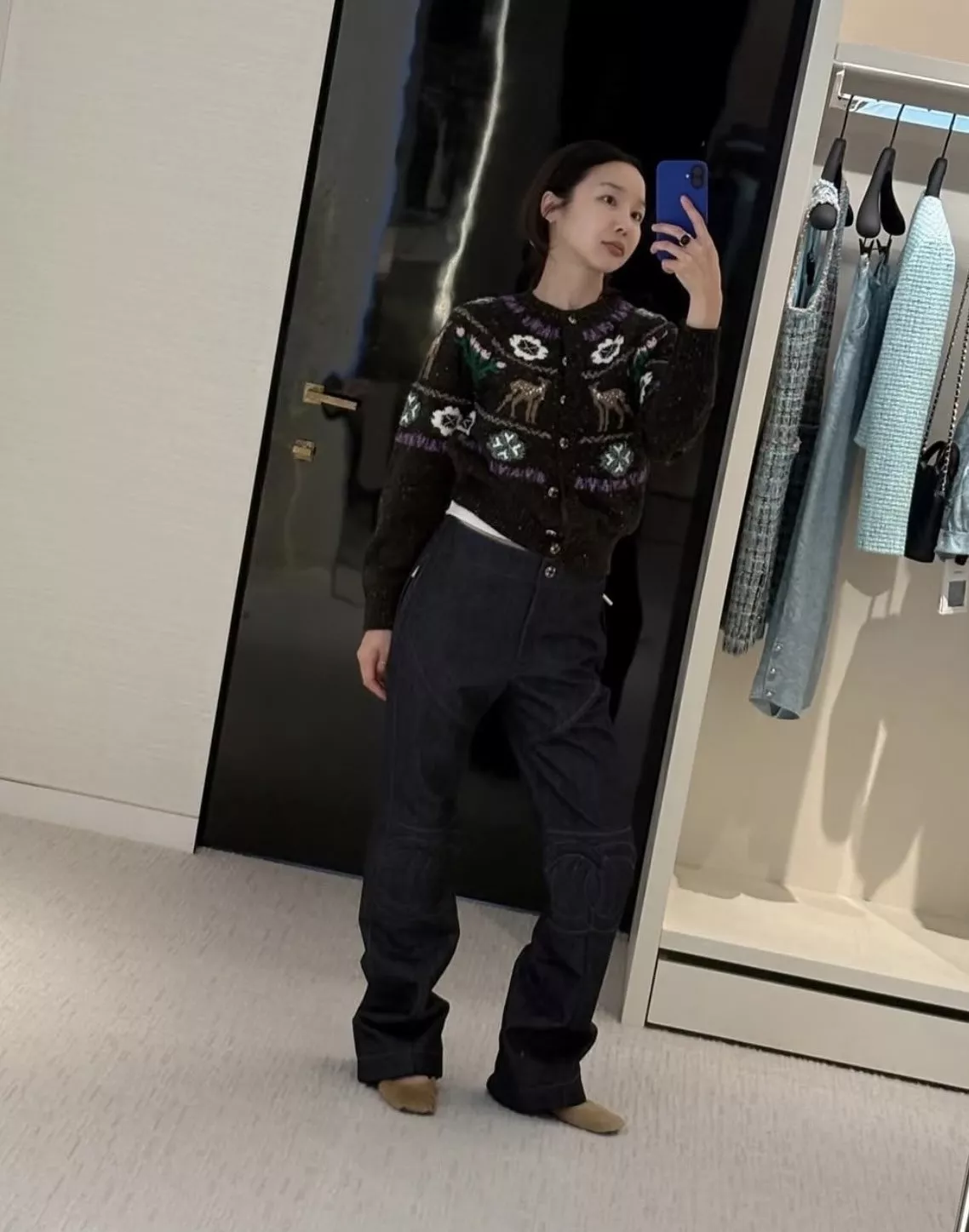 샤넬 코코 로고 패치 스트레이트 데님 팬츠 상세 이미지 11