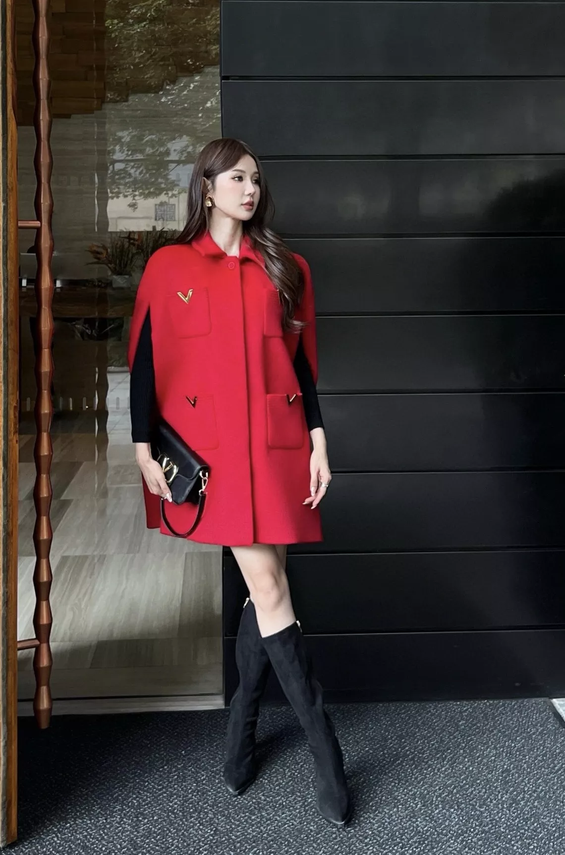 발렌티노 울 케이프 스타일 더블 포켓 코트 상세 이미지 16