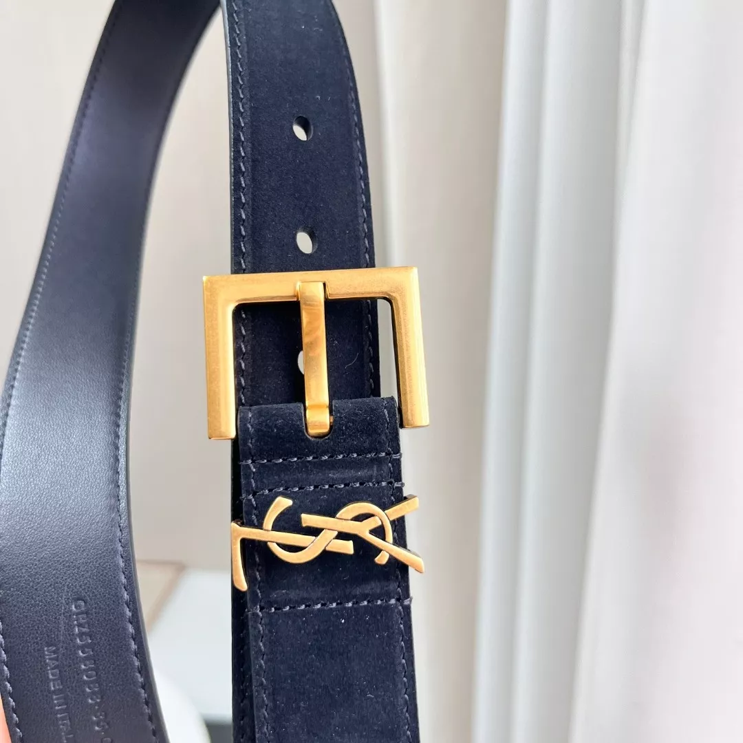 입생로랑 YSL 골드 로고 스웨이드 벨트 상세 이미지 2