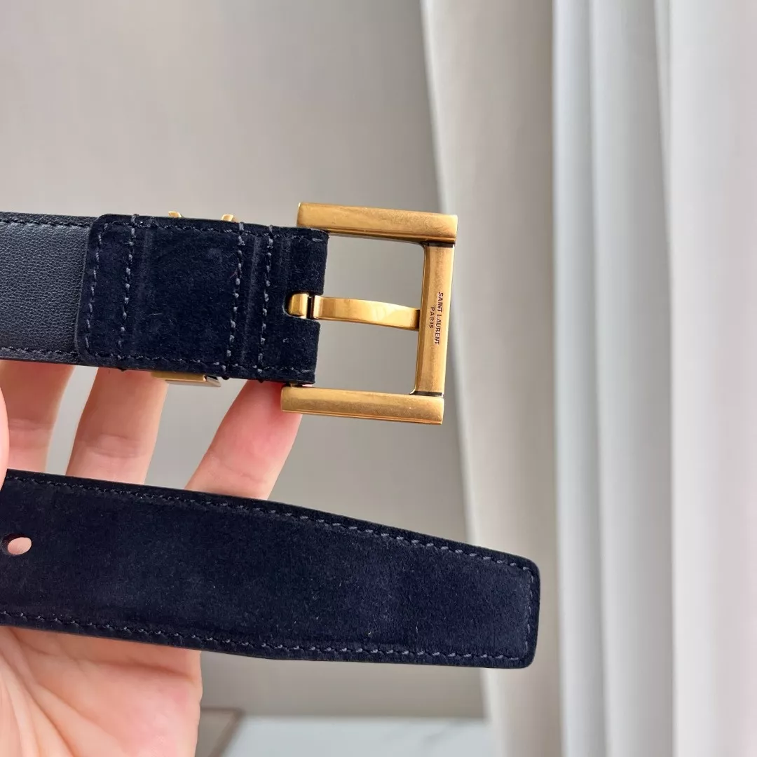 입생로랑 YSL 골드 로고 스웨이드 벨트 상세 이미지 5