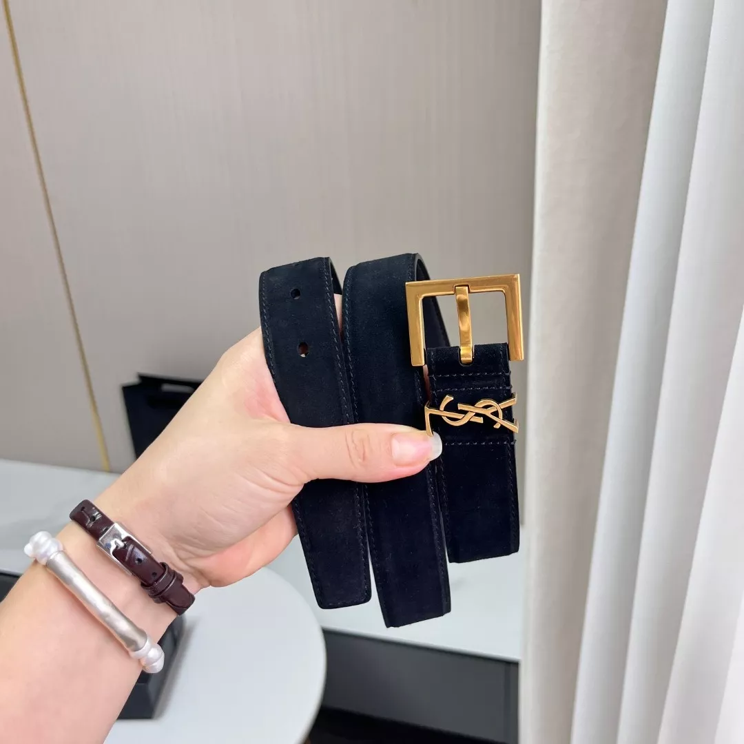 입생로랑 YSL 골드 로고 스웨이드 벨트 상세 이미지 8