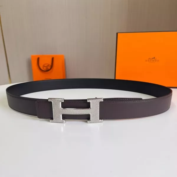 에르메스 H 로고 양면 가죽 벨트 3.8cm
