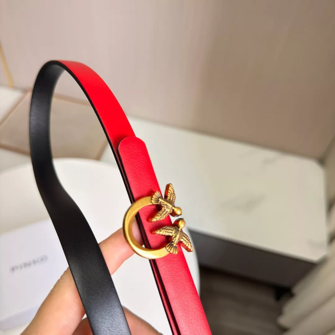 핀코 러브버드 장식 슬림 레더 벨트 상세 이미지 2