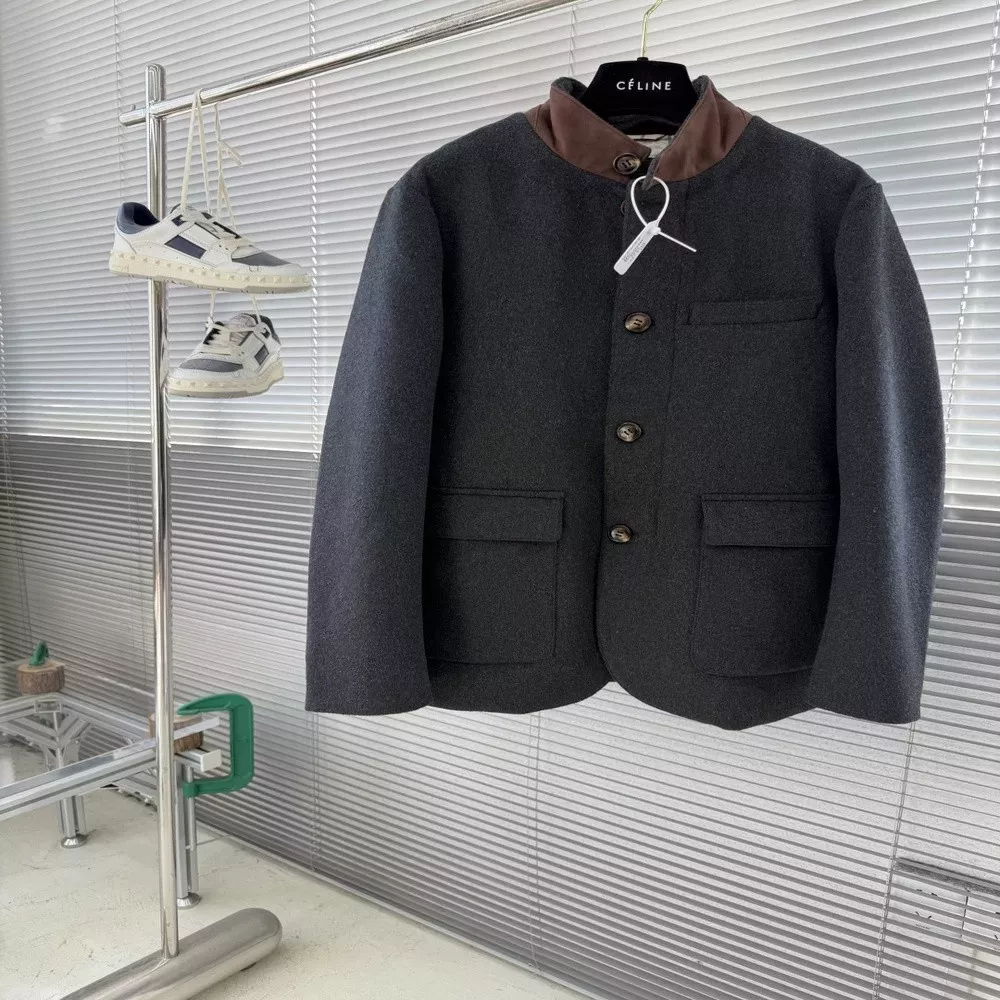 로로피아나 남성 스탠드카라 울 캐시미어 믹스 버튼 재킷
