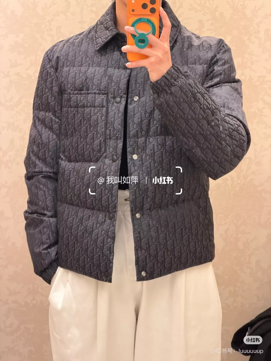 디올 오블리크 올오버 패턴 카라 다운 재킷 상세 이미지 17