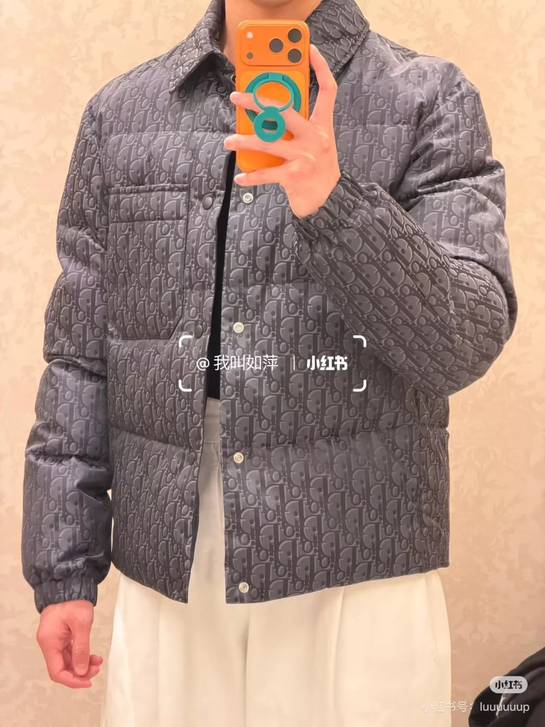 디올 오블리크 올오버 패턴 카라 다운 재킷 상세 이미지 16
