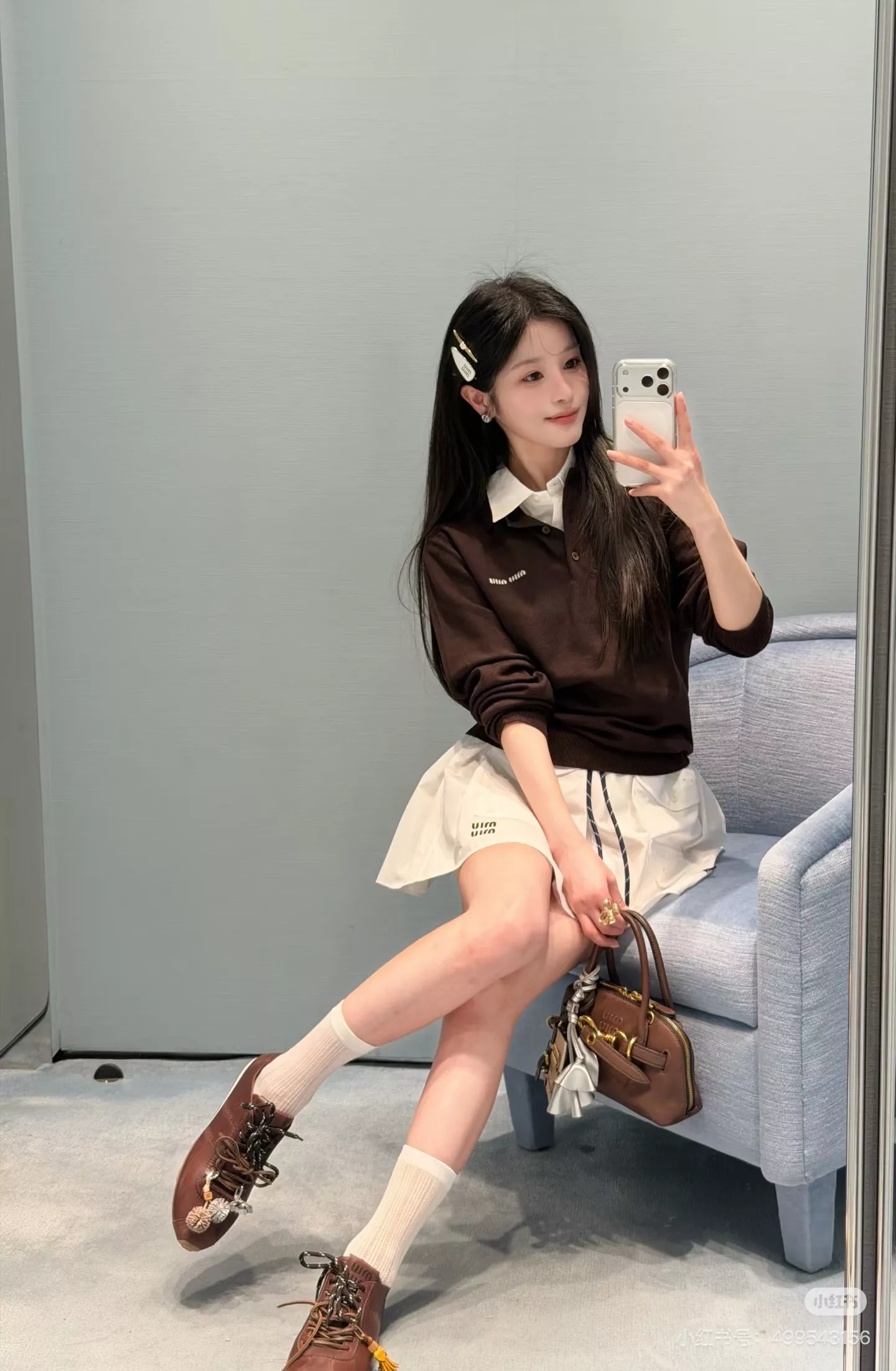 미우미우 포켓 디테일 드로스트링 미니 스커트 상세 이미지 9