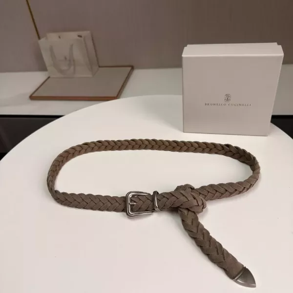 브루넬로쿠치넬리 땋은 스웨이드 벨트