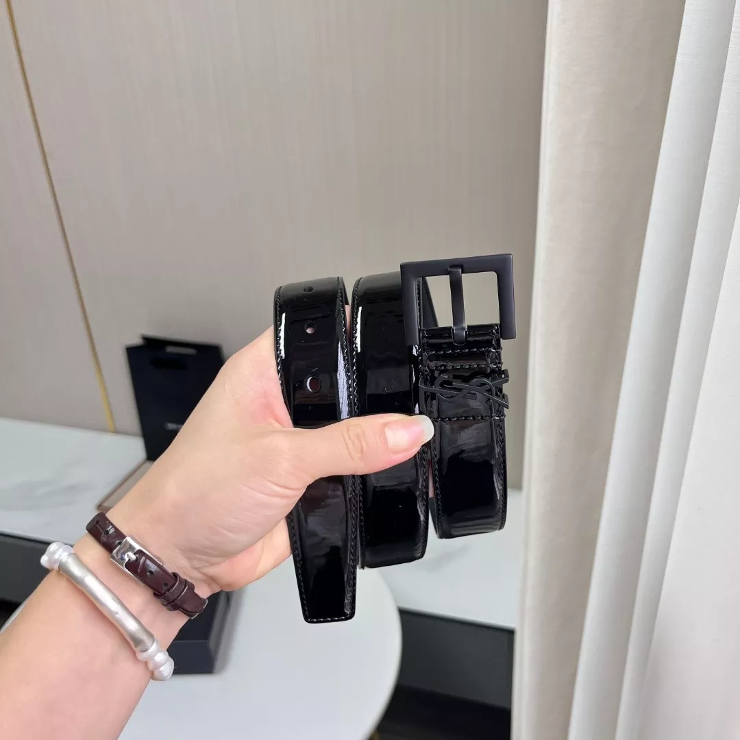 입생로랑 로고 버클 페이턴트 벨트 상세 이미지 8