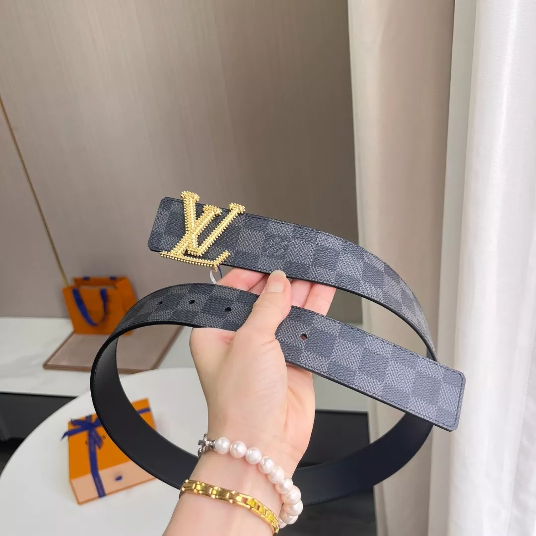 루이비통 다미에 그래픽 캔버스 골드 LV 버클 벨트 상세 이미지 4