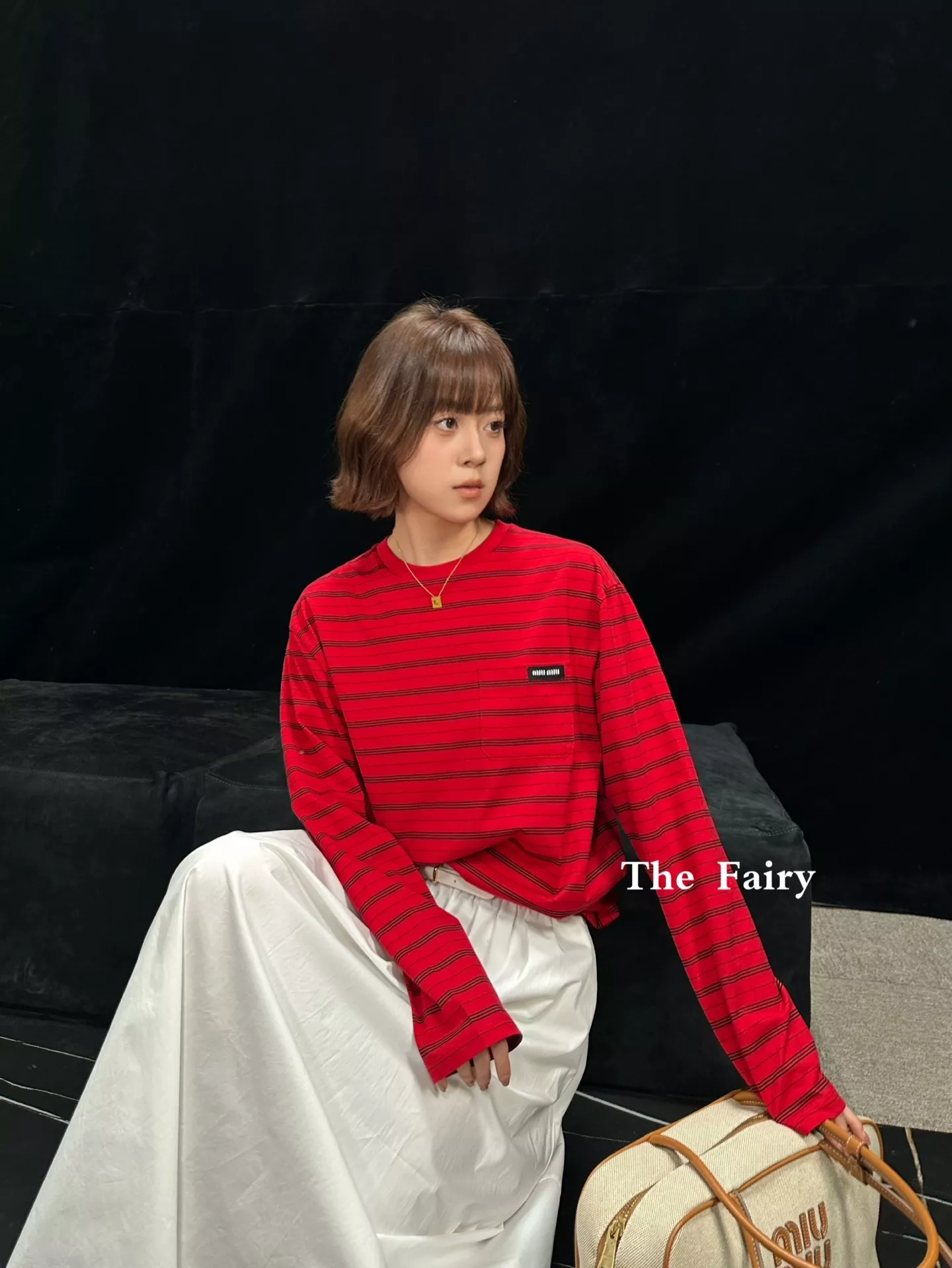미우미우 신년 스트라이프 코튼 긴소매 티셔츠 상세 이미지 19