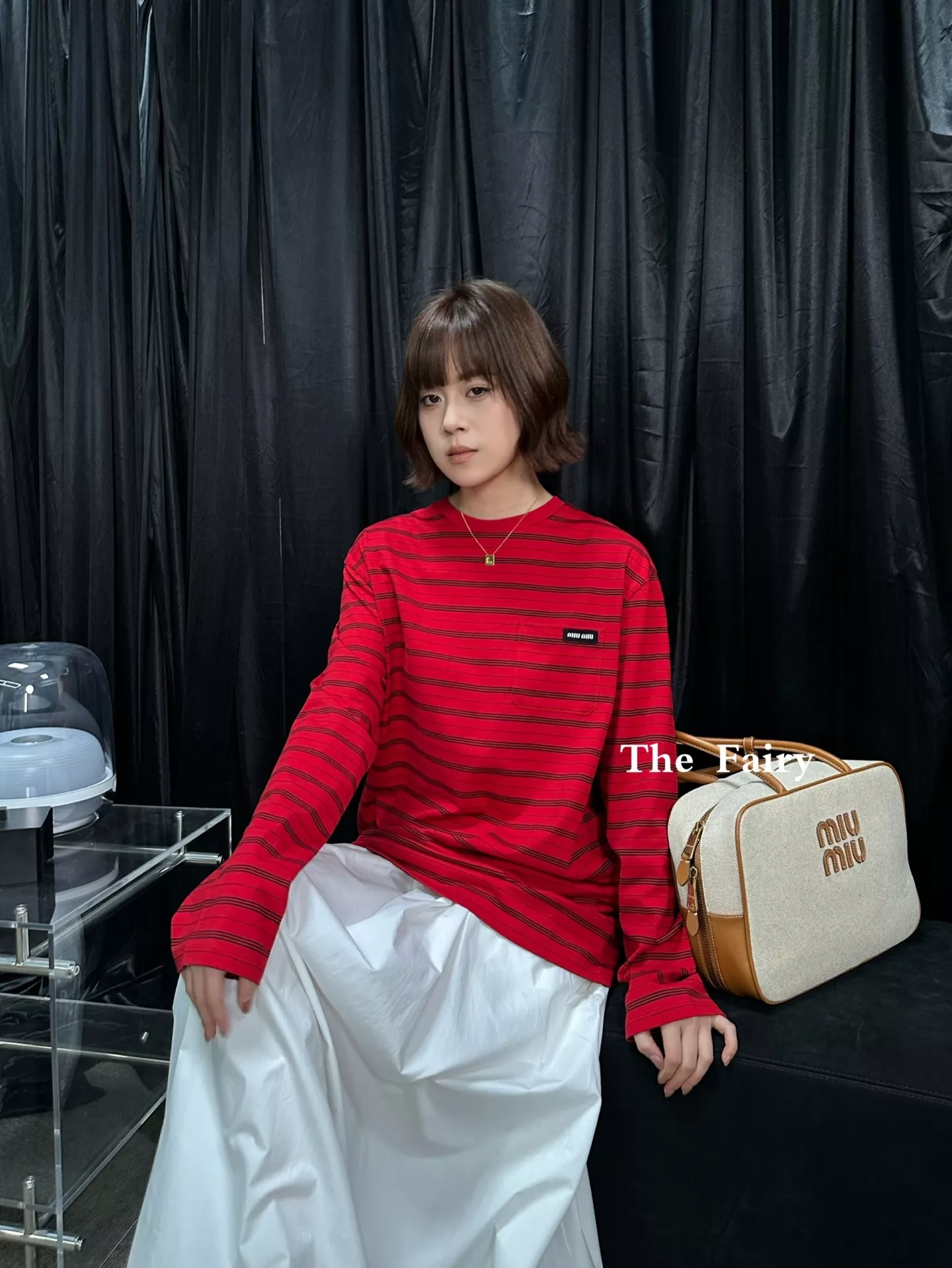 미우미우 신년 스트라이프 코튼 긴소매 티셔츠 상세 이미지 16