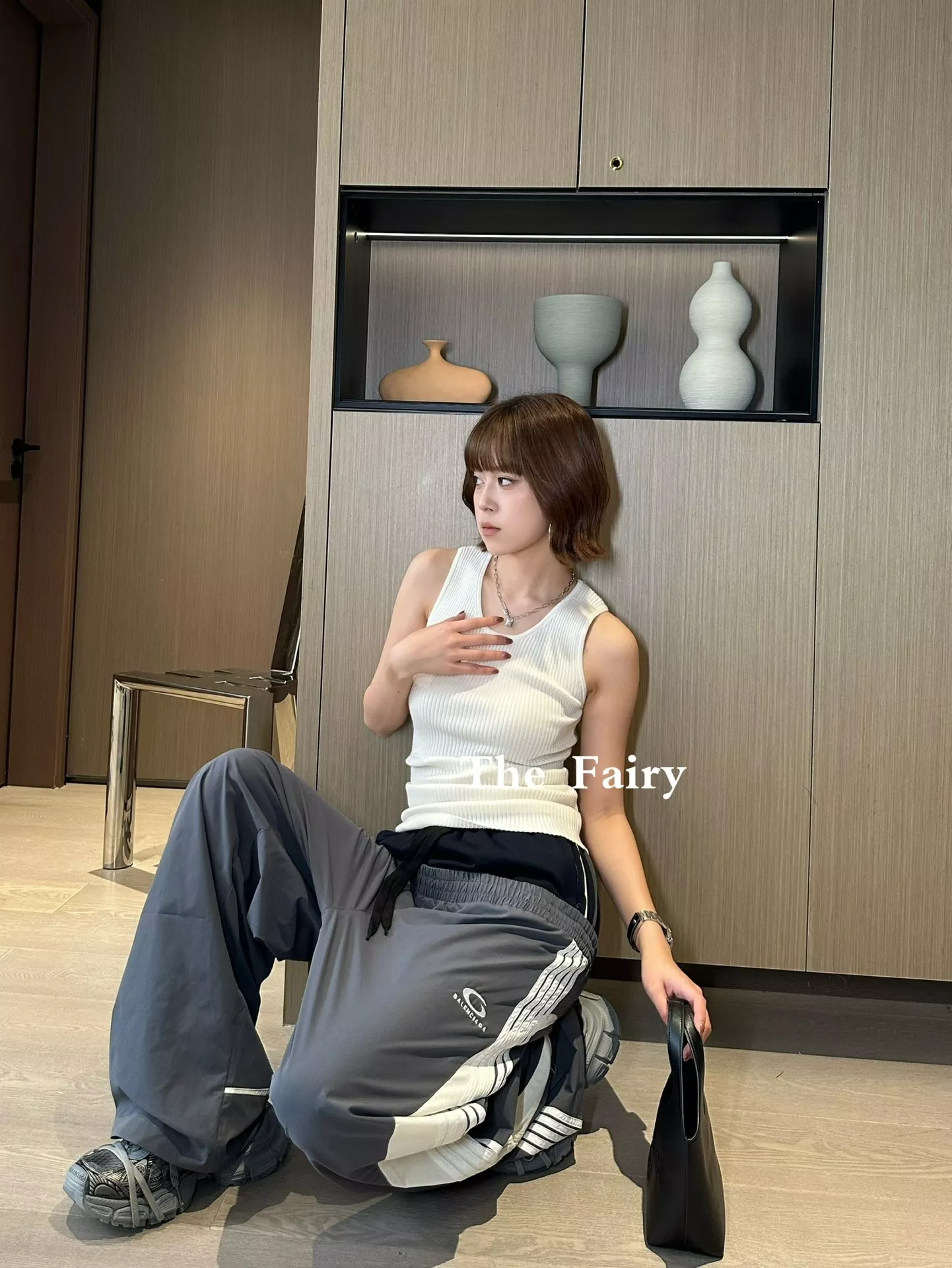 발렌시아가 컷업 투웨이 원단 믹스 스포츠 아이콘 자수 트랙 팬츠 상세 이미지 52