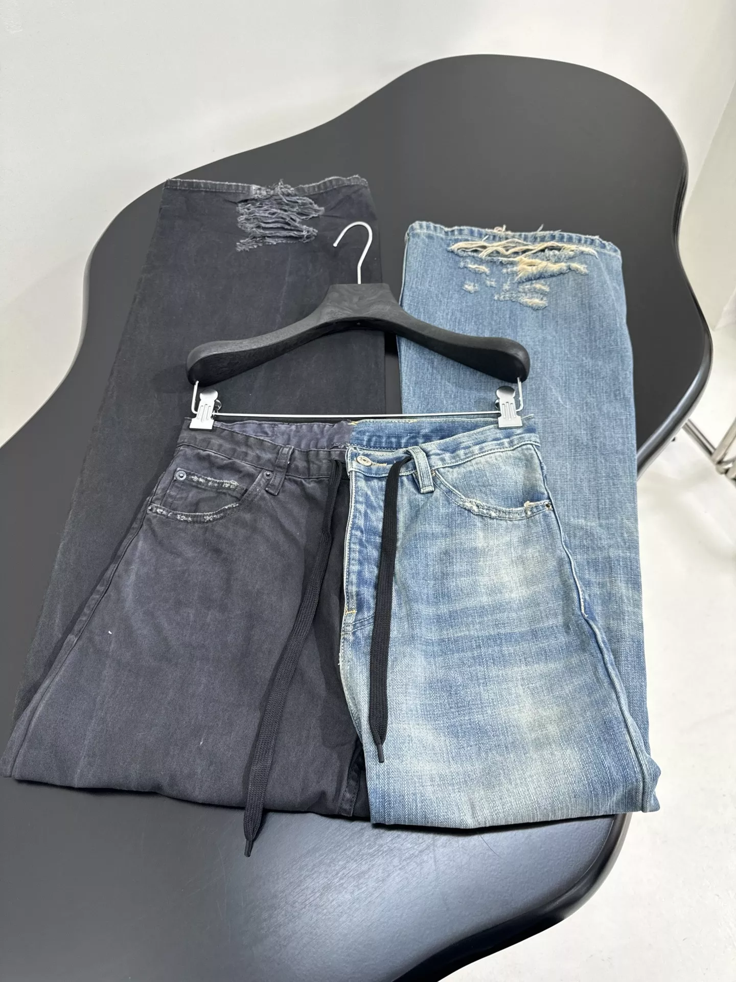 발렌시아가 하이브리드 배기 투톤 데님 팬츠 상세 이미지 9