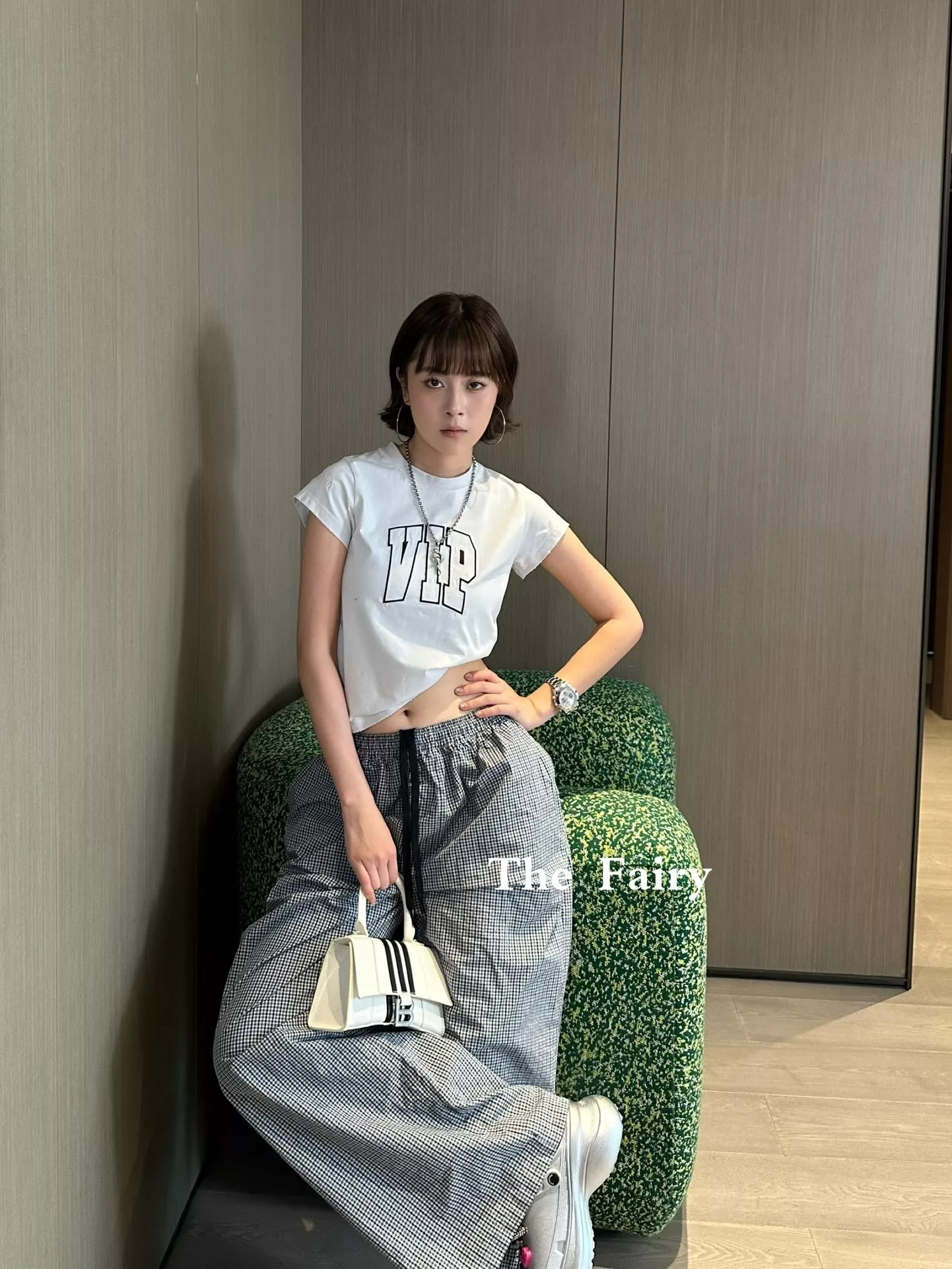 발렌시아가 로렐 클래식 체크 밴딩 와이드 팬츠 상세 이미지 10