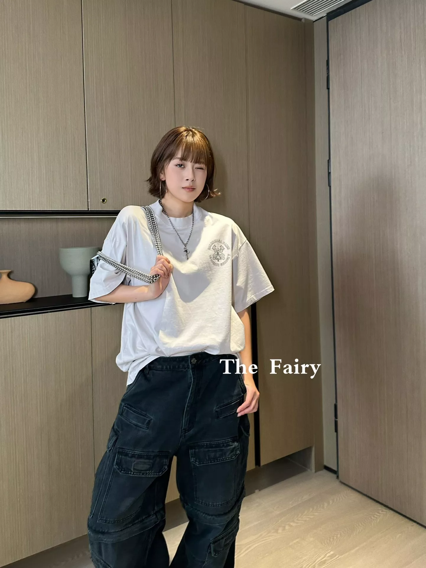 발렌시아가 카고 워싱 데님 블랙 공장 스타일 팬츠 상세 이미지 10