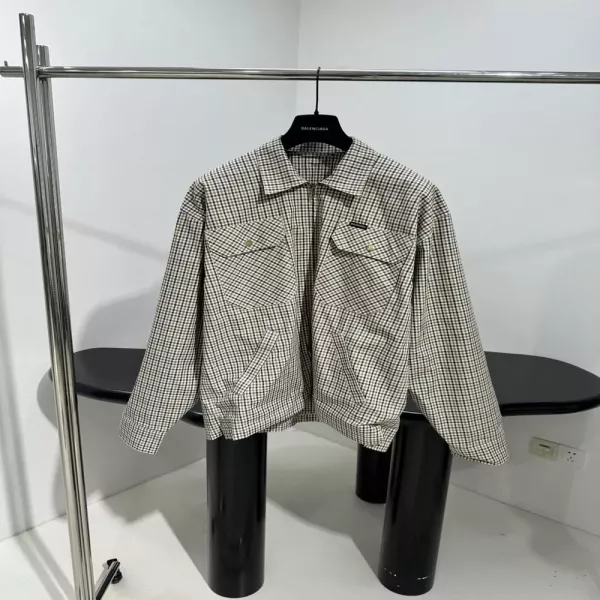 발렌시아가 로럴 클래식 빅체크 집업 재킷
