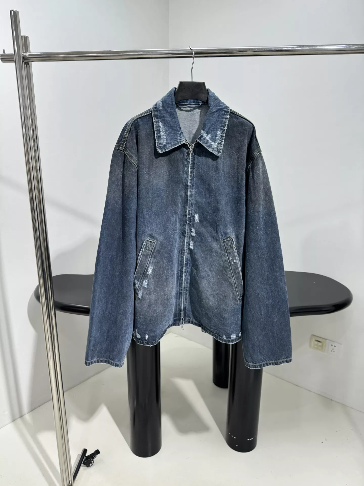 발렌시아가 BAGGY 코튼 지퍼 데님 재킷 상세 이미지 1