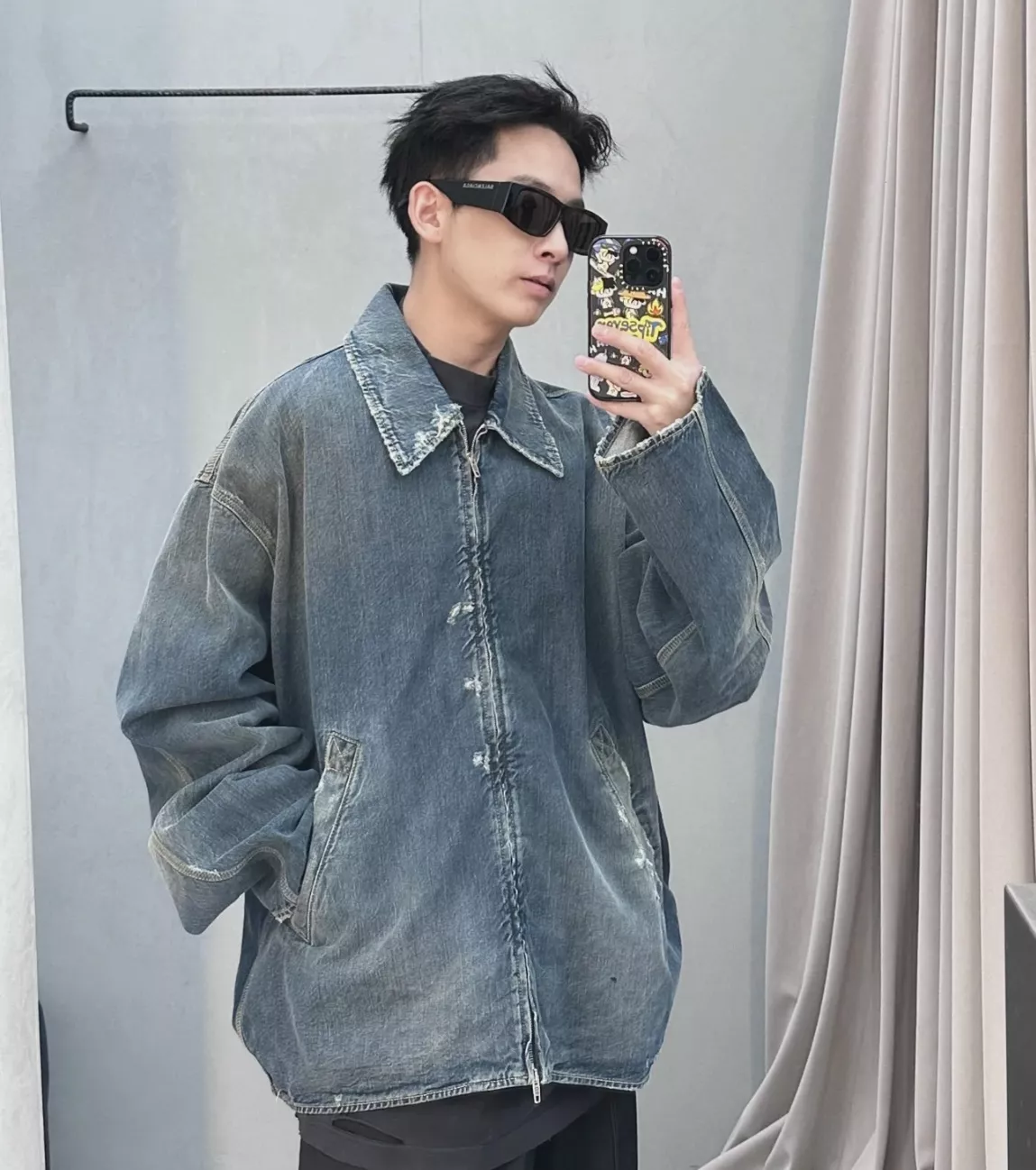 발렌시아가 BAGGY 코튼 지퍼 데님 재킷 상세 이미지 22
