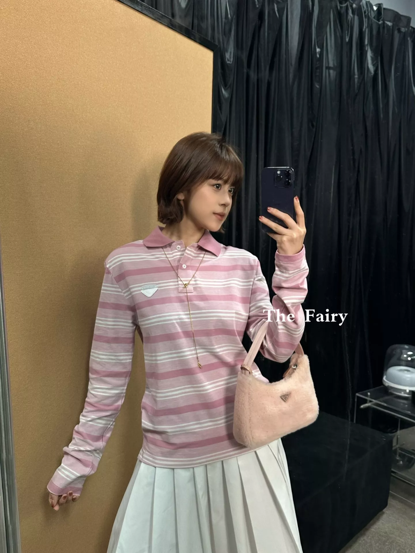프라다 스트라이프 피케 코튼 긴팔 폴로 셔츠 상세 이미지 19