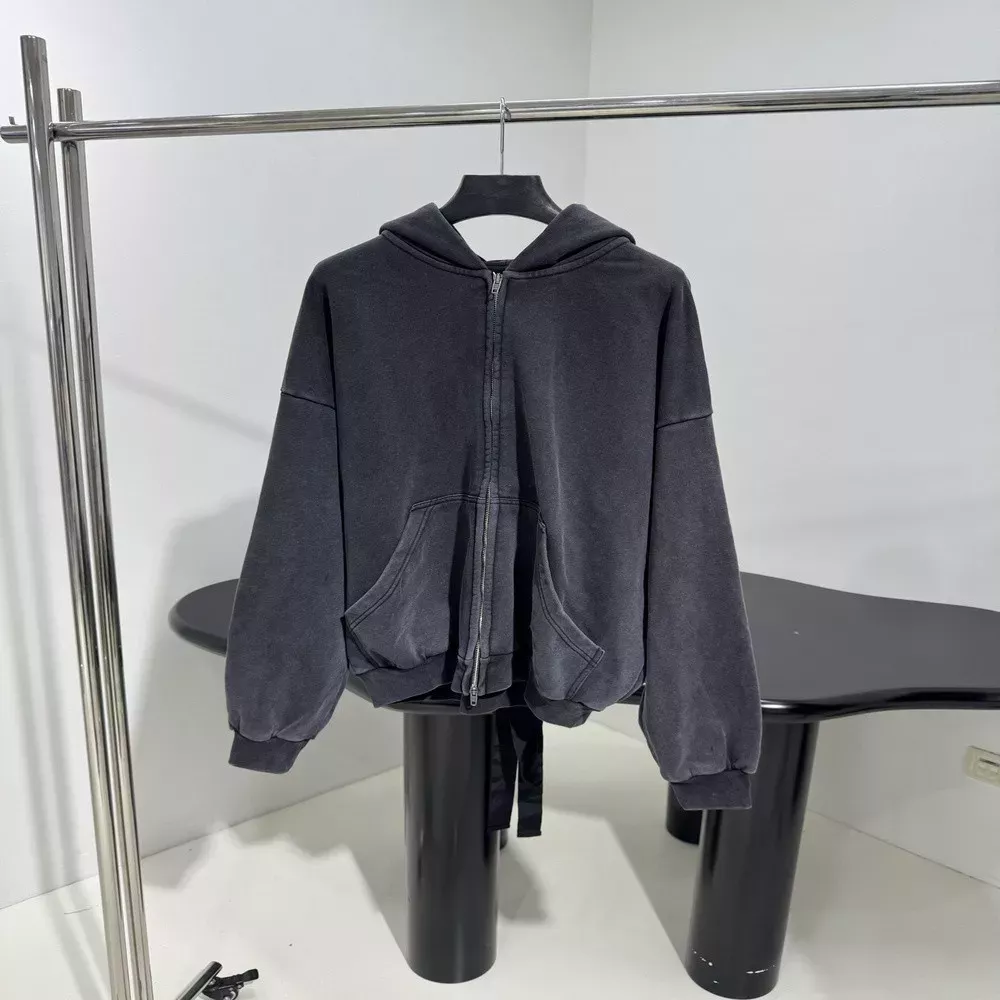 발렌시아가 레이스업 후드 집업 재킷