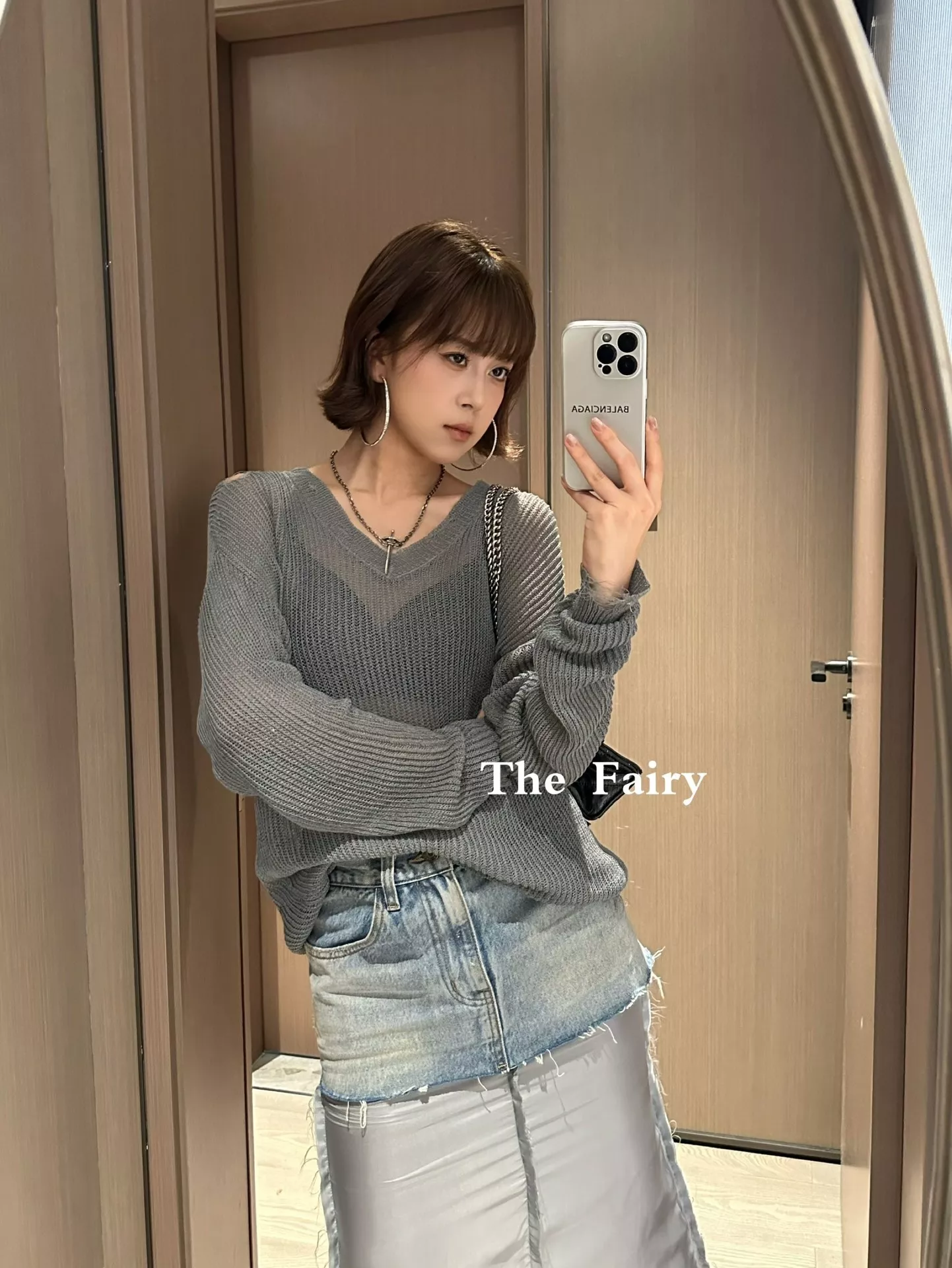 발렌시아가 투톤 패치워크 데님 미니 스커트 상세 이미지 16