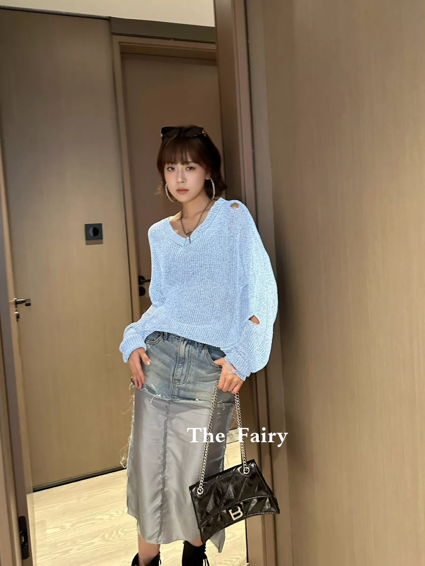 발렌시아가 투톤 패치워크 데님 미니 스커트 상세 이미지 13